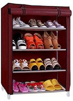 Tinnitus Multipurpose Portable Folding Shoes Rack 9 Tiers Grey Multi-Purpose Shoe Storage Organizer Cabinet Tower with Iron and Nonwoven Fabric with Zippered Dustproof Cover (Shoe Racks- Amazon