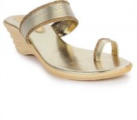 [Size 7, 8, 9] London Steps Women Gold Wedges Sandal- Flipkart