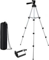KBOOM Camera Tripod Stand With 3-Way Head Tripod For Digital Camera DV Camcorder, Tripod 3110 with mobile Phone holder mount Tripod  (Silver, Black, Supports Up to 1500 g)- Flipkart