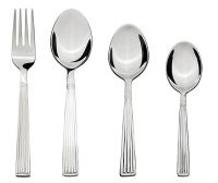 Amazon Brand - Solimo 24 Piece Stainless Steel Cutlery Set, Stripes (Contains: 6 Table Spoons, 6 Tea Spoons, 6 Forks, 6 Fruit Forks)- Amazon