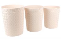 Miamour Set of 3 Plastic Dustbins, 12, 9, 6 Litres, Beige- Amazon