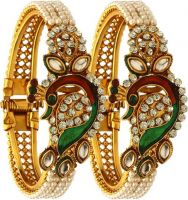 Zeneme Dancing Peacock Antique Gold Plated Bangles/Kada Jewellery- Amazon