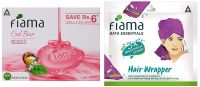 Fiama Di Wills Patchouli & Macadamia Soft Glowing Skin Gel Bar, 125g (Pack Of 3) & Bath Essentials Hair Wrapper Combo- Amazon