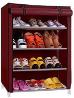 G.R.Marketing Shoe Rack- Multipurpose Shoe Racks Collapsible Shoe Stand- Shoe Organizer (4 Shelf MR, with Cover)- Amazon