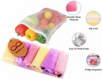 KETSAAL PACK OF 6 Multi-purpose Vegetables Fruits Mesh Fridge Storage Washable Zip Bags Pack of 6 Grocery Bags  (Multicolor)- Flipkart