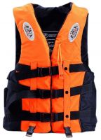 7Trees 3-Buckle Life Jacket with Whistle & Crotch Straps, For Adults Weighing 70-90 KG. Color- Neon Orange- Amazon
