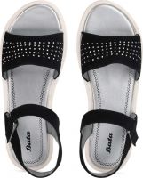 [Size 9, 10, 11] Bubblegummers Velcro Wedges For Girls  (Black)- Flipkart