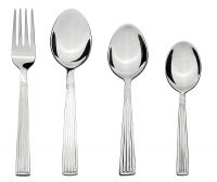 Amazon Brand - Solimo 24 Piece Stainless Steel Cutlery Set, Stripes (Contains: 6 Table Spoons, 6 Tea Spoons, 6 Forks, 6 Dessert Spoons), Silver- Amazon