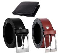 Jack klein Men's Patent Leather Black and Brown Belts with Black Wallet Combo (40)- Amazon