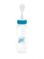 [LD] Mee Mee 250ml 2 in 1 Baby Feeding Bottle with Spoon (Blue)- Amazon
