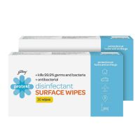[LD] Godrej Protekt Disinfectant Surface Wipes, Kills 99.9% Germs and Bacteria, For Kitchen, Home and Travel, Alcohol based, Pack of 2 (30 wipes each)- Amazon