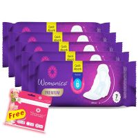 Womanica Quick Absorb PREMIUM- Regular Size Sanitary Pads/Napkins (35 counts, Pack of 5) For Women,girls With Free Gift 100 Tips Cotton Buds- Amazon