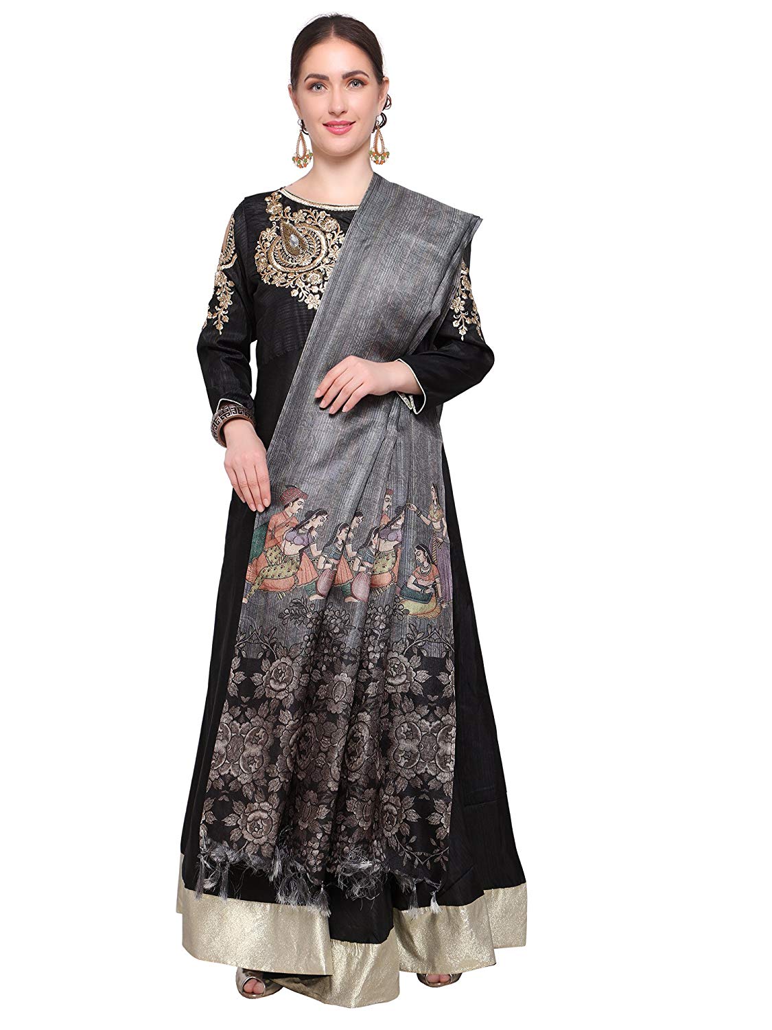 Applecreation Women's Khadi Silk Dupatta, Free Size (Grey, dupattas- Amazon