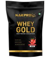 [LD] NAKPRO GOLD 100% Whey Protein Concentrate 1 kg Strawberry, 26g Protein, 5.7g BCAA & 4.4g Glutamine, Whey Protein Supplement Powder- Amazon