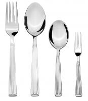 Amazon Brand - Solimo 24 Piece Stainless Steel Cutlery Set, Stripes (Contains: 6 Table Spoons, 6 Tea Spoons, 6 Forks, 6 Fruit Forks)- Amazon