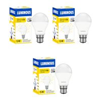 Luminous Shine Eco Base B22 5-Watt LED Bulbs (Pack of 3, Cool Day Light)- Amazon