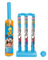 Zitto Looney Tunes Mini Cricket Set with 1 Plastic Bat and Ball, 3 Wickets, Base and Bail, Multicolour- Amazon