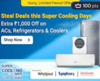 Redeem 100 Points & Get 5% off Max Rs.1000 On Select ACs, Refrigerator & Coolers- Myntra