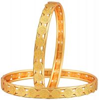 Zeneme Temple Coin Designer Precious Gold Plated Bangles Jewellery- Amazon