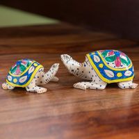 ExclusiveLane 'The Vibrant Turtles' Home Décoration Living Room Hand Carved & Hand Painted Curios Wooden Showpieces- Amazon