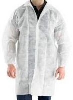 Adaamya® -Disposable Lab Coat Non woven (Color-White, Size Regular- 40 Gsm) Pack of 05/10 Pcs (10)- Amazon