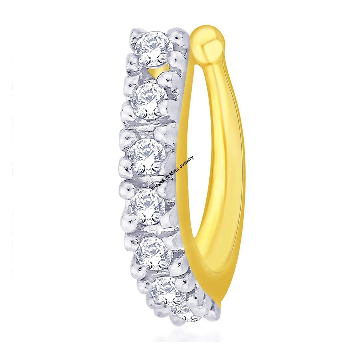 Mahi Gold Plated Nose Ring with CZ For Women- Amazon