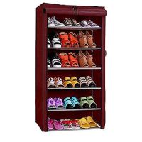HNESS Portable Folding Shoes Rack Collapsible Shoe Racks Storage Organizer Cabinet Tower with Nonwoven Fabric Dustproof Cover (6 LAYER, BROWN)- Amazon