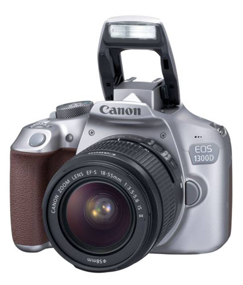 Canon EOS 1300D with 18 - 55 mm Lens Silver with 16 GB SD Card, Camera Bag, USB and Strap