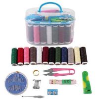 MR STORES Double Layer Portable Travel Sewing Kits Box with Color Needle Threads Scissor pin Hand Work Sewing Box Handwork Sewing Accessories (Multicolour)- Amazon
