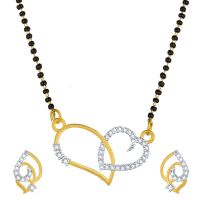 Aadita Daily Mangalsutra Gold Plated and American Diamond Mangalsutra For Women (Golden) (DT1999MS)- Amazon