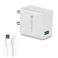 ZEBRONICS Zeb-MA5311Q 18W Rapid Charge USB Charger Adapter with 1 Metre Type C Cable, 5V 3.1A Output, For Mobile Phone/Tablets (White)- Amazon