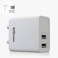 Portronics POR-648 ADAPTO 12 W 2.4 A Multiport Mobile Charger with Detachable Cable  (White, Cable Included)- Flipkart