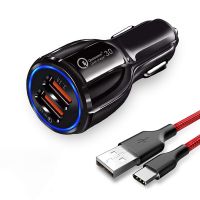 [LD] JOYSEUS 30W Dual USB CAR Mobile Charger QC 3.0 3.1A and Smart IC 3.1A with Type C Cable; Fast Charging Compatible with Samsung Galaxy; iPhone XR X 8 7 6 5; iPad; LG; Moto ETC (Black)- Amazon