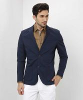 [Size M, L] United Colors of Benetton Solid Single Breasted Formal Men Blazer  (Blue)- Flipkart