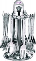 Parage Lily Premium Stainless Steel Cutlery Set - Set of 25 (Contains: 6 Master Spoons, 6 Tea Spoons, 6 Forks, 6 Soup Spoons) - Silver- Amazon