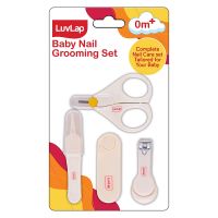 LuvLap Baby Grooming Scissors & Nail Clipper Set/Kit, Manicure Set, 4pcs, White, 0m+- Amazon