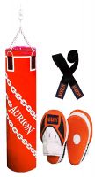 Aurion Unfilled Heavy Punch Bag 3ft 4ft 5ft Boxing MMA Sparring Punching Training Kickboxing Muay Thai with Focus Pad & Boxing Hand Wrap Hanging Chain- Amazon