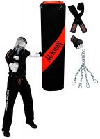 [Size 3/5 Feet] Aurion Heavy Duty Punching Bag Set Kick Boxing MMA Heavy Training with Boxing Hand wrap and Hanging Chain- Amazon