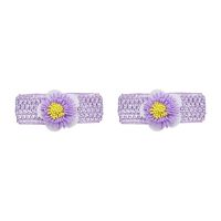 Amazon Brand - Solimo Kid's Hair Bands with Violet Flower, Pack of 2- Amazon