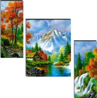 Indianara Set of 3 Flowers in Vases MDF Art Painting (1713FL) without glass (4.5 X 12, 9 X 12, 4.5 X 12 INCH) Digital Reprint 12 inch x 18 inch Painting- Flipkart