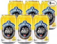3 Horses Refreshing Malt Taste Non-Alcoholic Beverage Drink Beer Can, Pack of - 6 (330 ml Each can) (LEMON)- Amazon