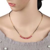 brado jewellery One Gram Gold Plated Pink Crystal Tanmaniya Mangalsutra Brass Mangalsutra- Flipkart
