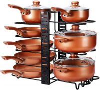 SKAFA 8 Tiers Large Capacity Adjustable Iron Pots and Pans Holder Rack Organizer with 3 DIY Methods (Black, 39.4 x 29.2 x 10.2 cm)- Amazon