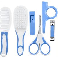 SYGA 6 Pcs Health Care Kit For Newborn Baby Kids Nail Hair Grooming Brush - Blue- Amazon