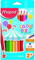 Maped Color'Peps - Jumbo Size Color Pencil 12 Shades Triangular Shaped Color Pencils  (Set of 1, Multicolor)- Flipkart