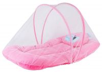 BRANDONN Soft and Comfortable New Born Baby Bedding Set with Protective Mosquito Net and Pillow, Pink- Amazon