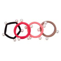 Amazon Brand - Solimo Women's Rubber Bands with Beads in Dark Pink, Light Pink, Grey and Black, Pack of 4- Amazon