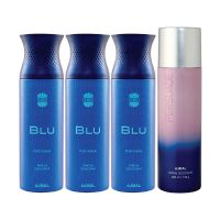 Ajmal 3 Blu Homme For Men and 1 Persuade For Men & Women Deodorants each 200ML Combo pack of 4 (Total 800ML) + 4 Parfum Testers- Amazon