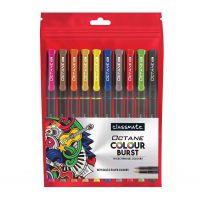 Classmate Octane Colour Burst-Multicolour Gel Pens (Pack of 10) | Gold & Silver Glitter Sparkle Pens|10 colour ink shades- Amazon