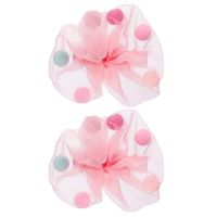 Amazon Brand - Solimo Kid's Hair Pins with Multicolour Beads, Pink Print, Pack of 2- Amazon